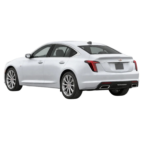 Cadillac CT5 2021 باللون فضي، منظر ثلاثة أرباع خلفي (باتجاه اليسار)