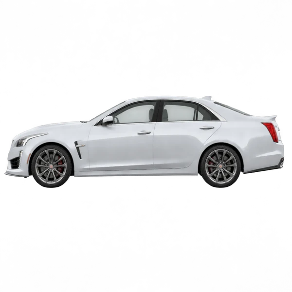 Cadillac CTS-V 2016 en plateado, vista lateral (mirando a la izquierda)
