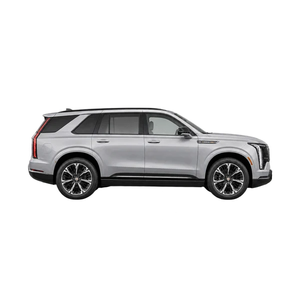 Cadillac Escalade IQ 2027 باللون فضي، منظر منظر جانبي (باتجاه اليمين)