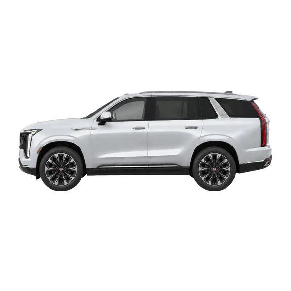 Cadillac Escalade IQL 2027 باللون فضي، منظر جانبي (متجه إلى اليسار)