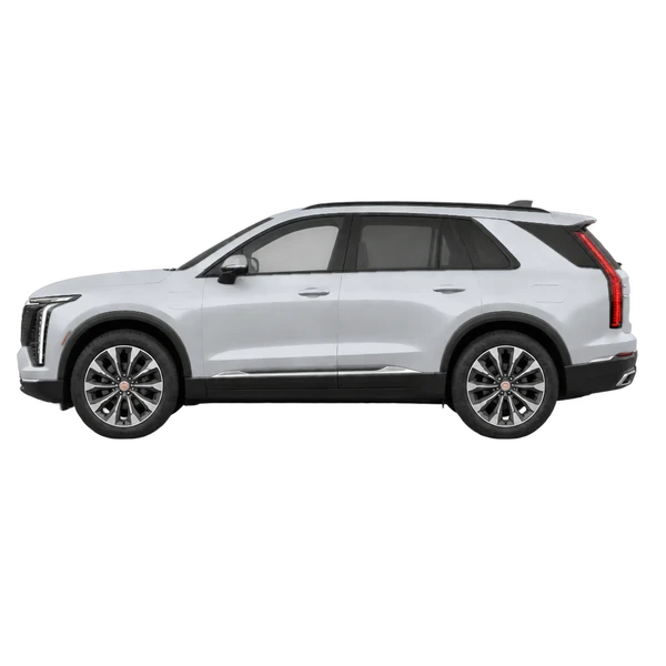 Cadillac Vistiq 2027 باللون فضي، منظر جانبي (متجه إلى اليسار)