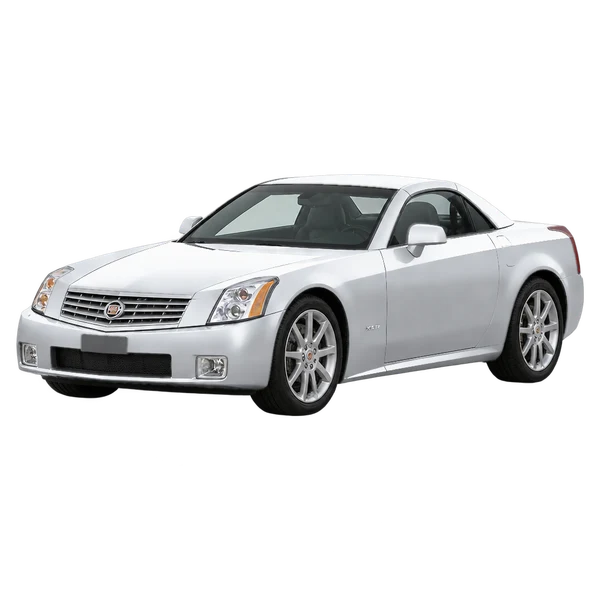 Cadillac XLR 2008 prata, vista dianteira em três quartos (voltada para a esquerda)