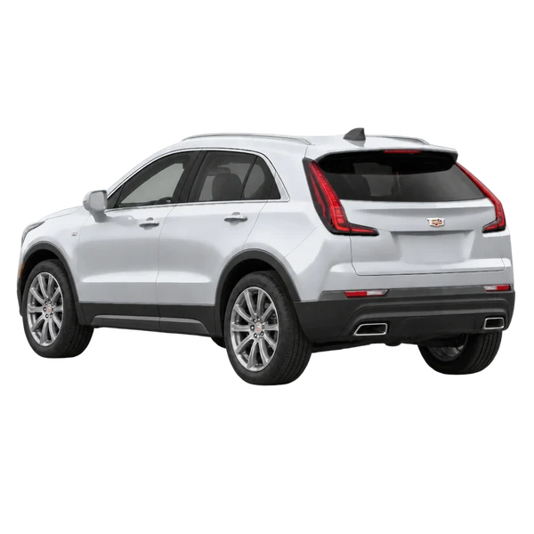Cadillac XT4 2020 باللون فضي، منظر ثلاثة أرباع خلفي (باتجاه اليسار)