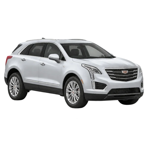 Cadillac XT5 2019 باللون فضي، منظر زاوية ثلاثة أرباع أمامية (باتجاه اليمين)
