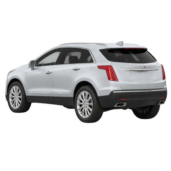 Cadillac XT5 2020 باللون فضي، منظر ثلاثة أرباع خلفي (باتجاه اليسار)