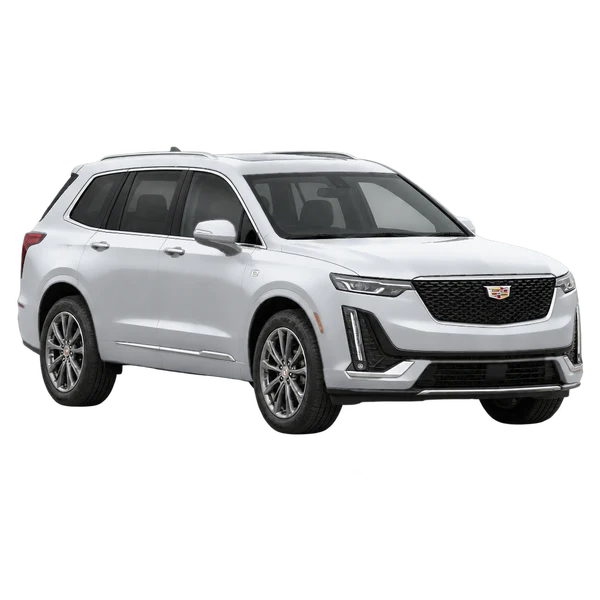 Cadillac XT6 2020 باللون فضي، منظر منظر أمامي بزاوية ثلاثة أرباع (متجه لليسار)
