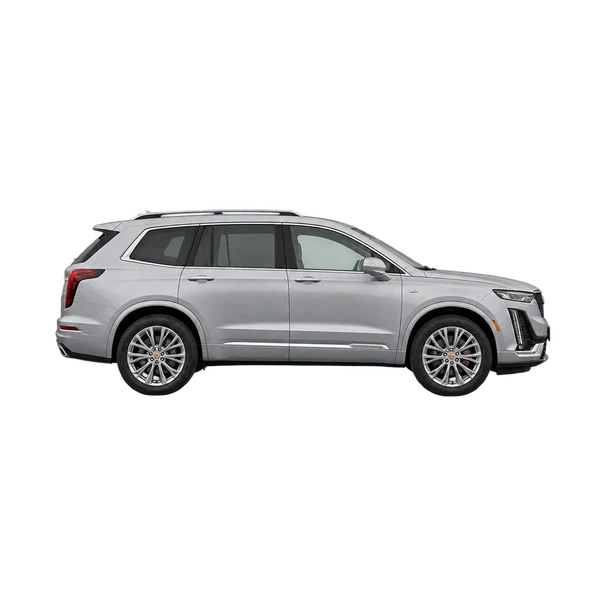 Cadillac XT6 2020 باللون فضي، منظر منظر جانبي (باتجاه اليمين)