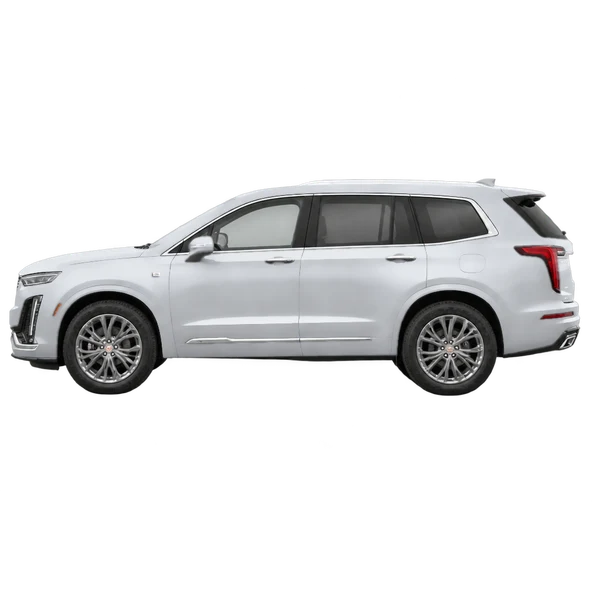Cadillac XT6 2021 باللون فضي، منظر جانبي (متجه إلى اليسار)