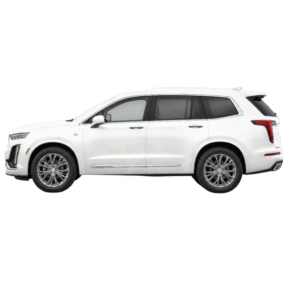 Cadillac XT6 2021 باللون أبيض، منظر جانبي (متجه إلى اليسار)