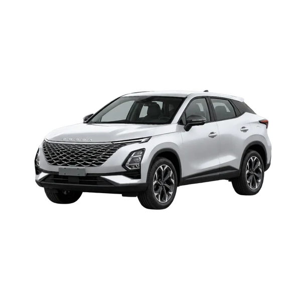Chery Omoda 5 2026 باللون فضي، منظر منظر أمامي بزاوية ثلاثة أرباع (متجه لليسار)