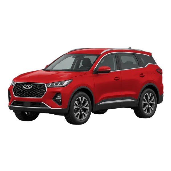Chery Tiggo 7 2023 vermelho, vista dianteira em três quartos (voltada para a esquerda)