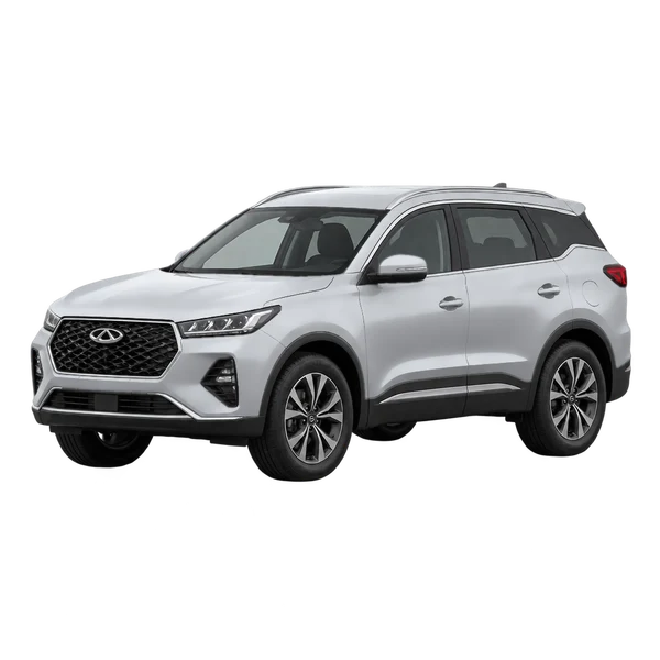 Chery Tiggo 7 2023 prata, vista dianteira em três quartos (voltada para a esquerda)