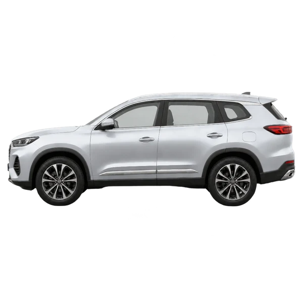 Chery Tiggo 8 2026 prata, vista lateral (voltada para a esquerda)