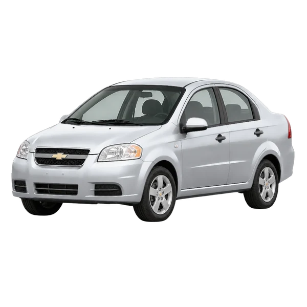 シルバーの2009 Chevrolet Aveo（フロントスリークォーター(左向き)ビュー）