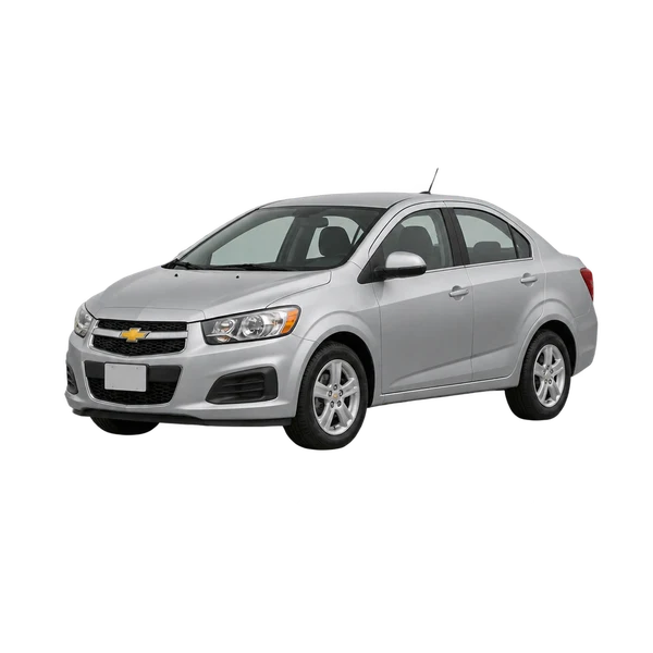 シルバーの2016 Chevrolet Aveo（フロントスリークォーター(左向き)ビュー）