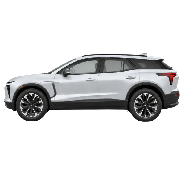 silver 2026 Chevrolet Blazer EV AWD side (facing left) view