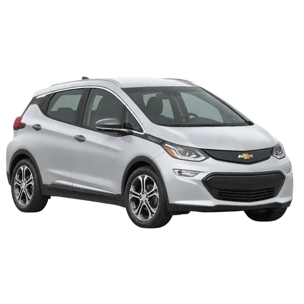 Chevrolet Bolt EV 2018 prata, vista dianteira em três quartos (voltada para a esquerda)