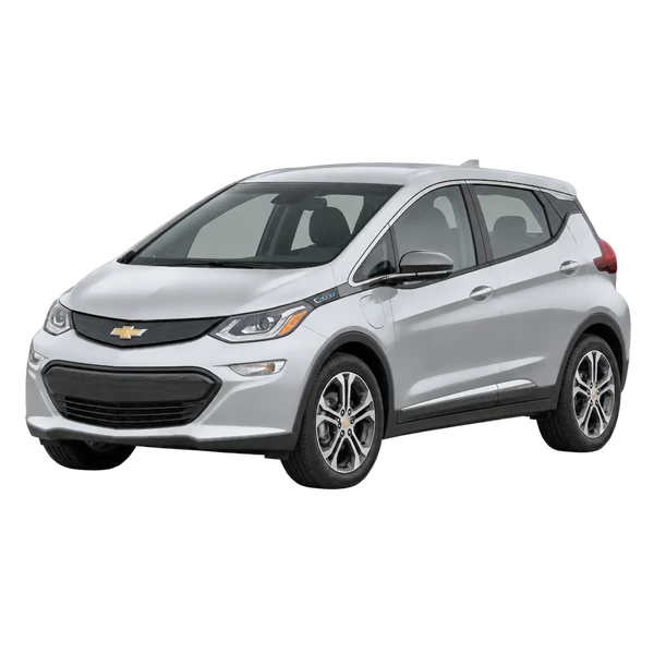 Chevrolet Bolt EV 2019 prata, vista dianteira em três quartos (voltada para a esquerda)