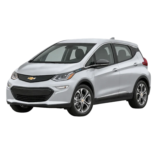 Chevrolet Bolt EV 2020 prata, vista dianteira em três quartos (voltada para a esquerda)