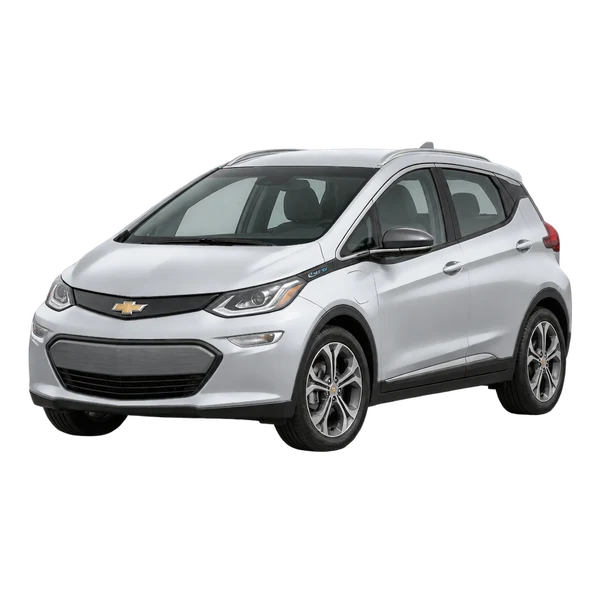 Chevrolet Bolt EV 2021 prata, vista dianteira em três quartos (voltada para a esquerda)