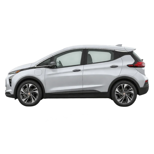 silver 2022 Chevrolet Bolt EV side (facing left) view