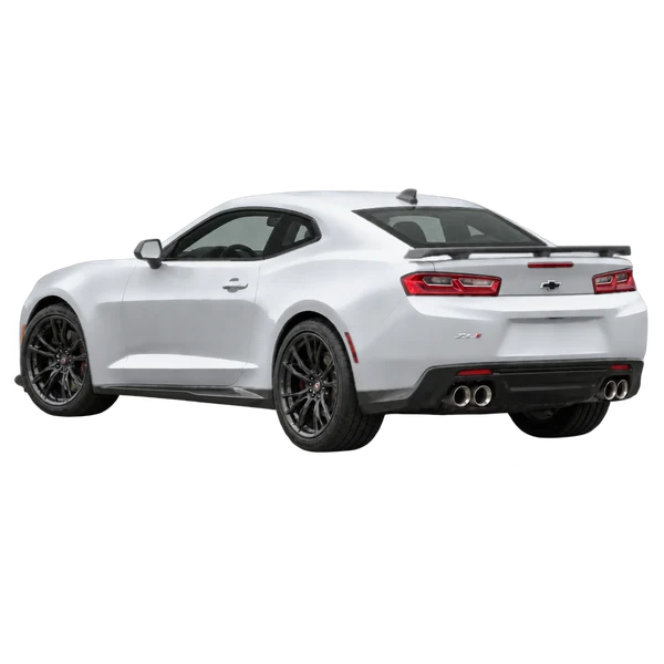 silver 2017 Chevrolet Camaro ZL1 rear three-quarter (facing left) view