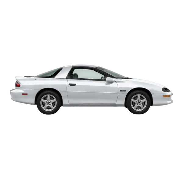 Chevrolet Camaro 1997 en plateado, vista lateral (hacia la derecha)