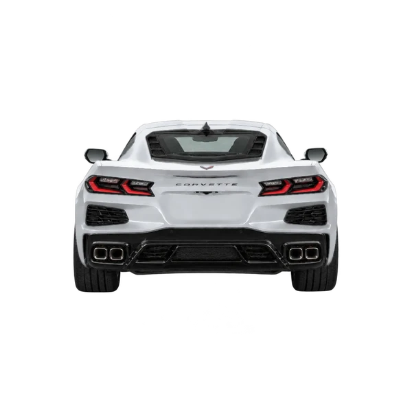 Chevrolet Corvette E-Ray 2024 en plateado, vista trasera