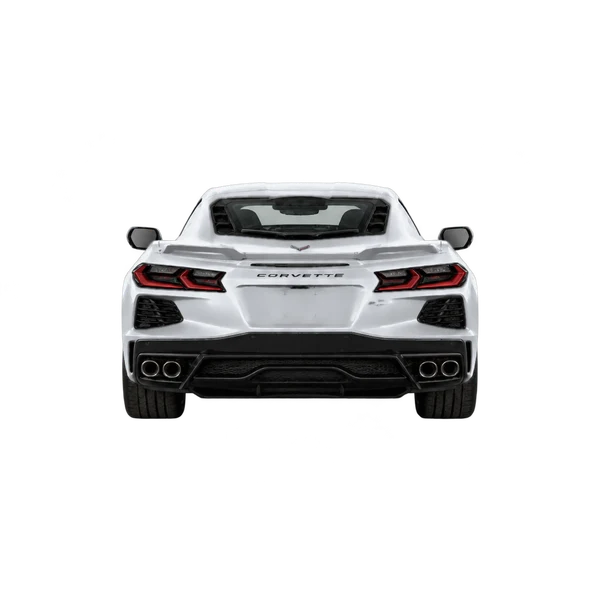 Chevrolet Corvette E-Ray 2026 en plateado, vista trasera