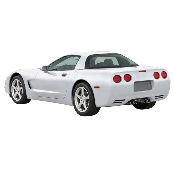 Chevrolet Corvette 2002 en plateado, vista tres cuartos trasero (mirando a la izquierda)