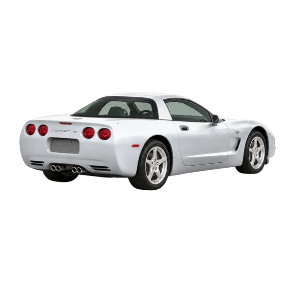 Chevrolet Corvette 2002 en plateado, vista tres cuartos trasero (mirando a la derecha)