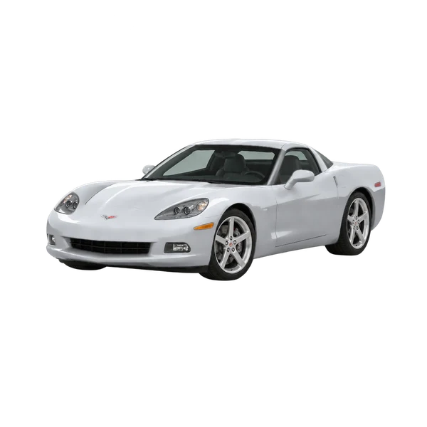 Chevrolet Corvette 2005 باللون فضي، منظر منظر أمامي بزاوية ثلاثة أرباع (متجه لليسار)