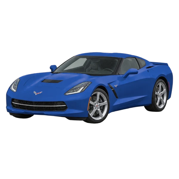 ブルーの2018 Chevrolet Corvette(フロントスリークォーター(左向き)ビュー)