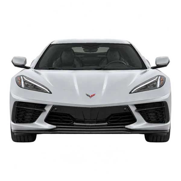 Chevrolet Corvette 2021 en plateado, vista frontal