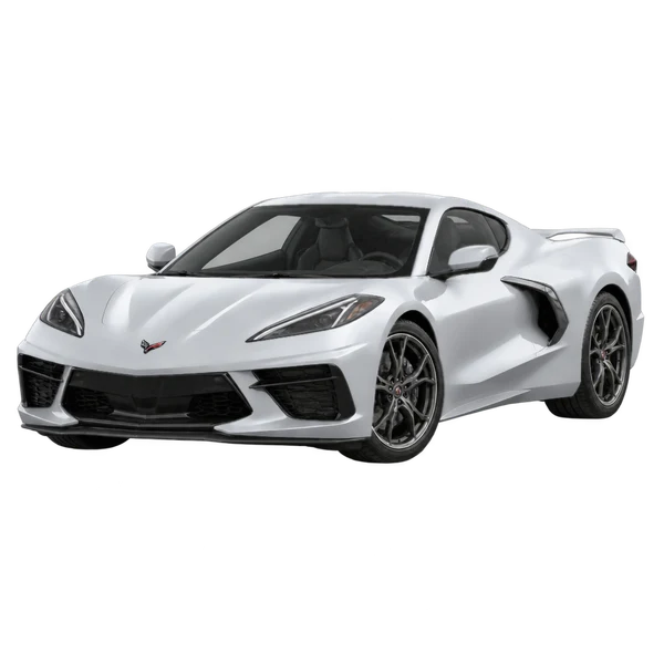 Chevrolet Corvette 2025 argent, vue trois-quarts avant (orienté vers la gauche)