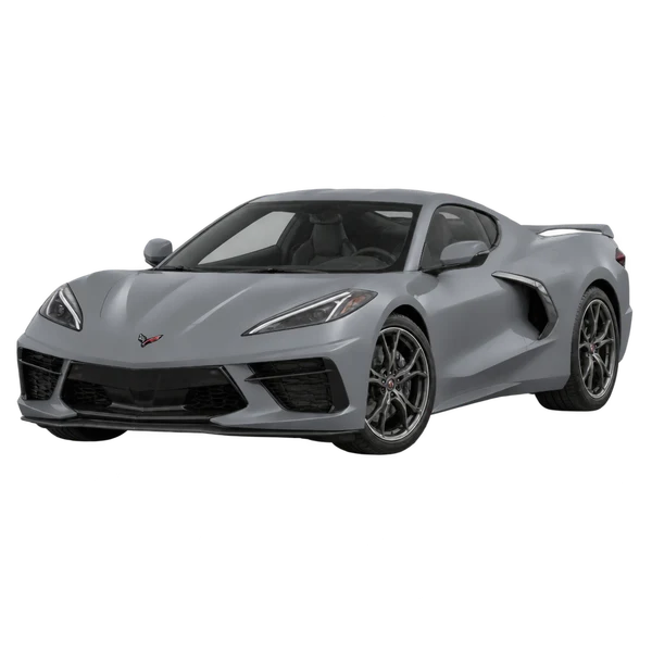 2027 Chevrolet Corvette in grau, Ansicht: Dreiviertelansicht vorne (nach links gerichtet)