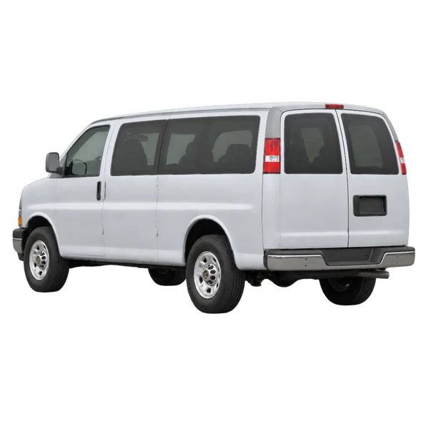 Chevrolet Express 2012 en plateado, vista tres cuartos trasero (mirando a la izquierda)