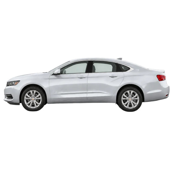 Chevrolet Impala 2016 باللون فضي، منظر جانبي (متجه إلى اليسار)