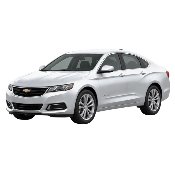 Chevrolet Impala 2026 prata, vista dianteira em três quartos (voltada para a esquerda)