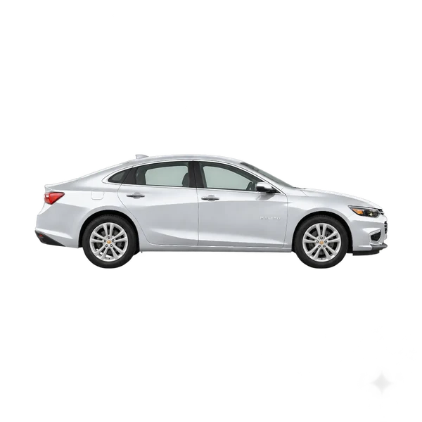 Chevrolet Malibu 2018 en plateado, vista lateral (hacia la derecha)