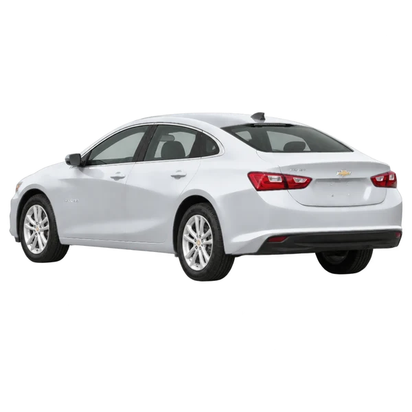 2021 Chevrolet Malibu in Silber, Ansicht: Dreiviertelansicht von hinten (nach links gerichtet)