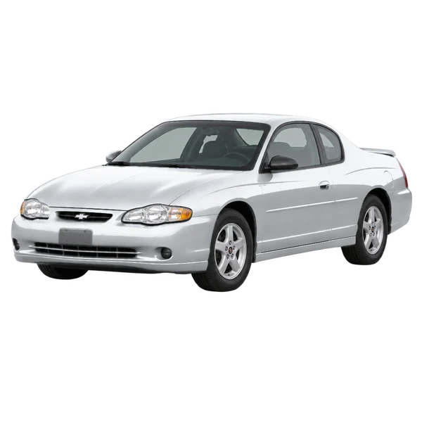 Chevrolet Monte Carlo 2000 argent, vue trois-quarts avant (orienté vers la gauche)