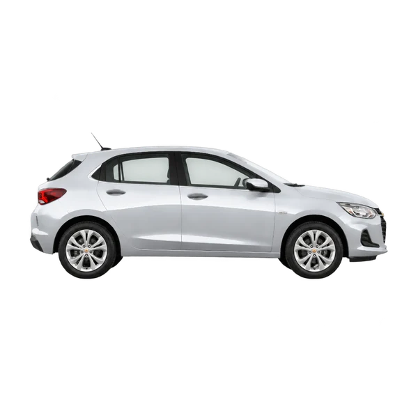 Chevrolet Onix 2023 prata, vista lateral (voltada para a direita)