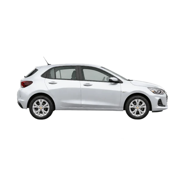 Chevrolet Onix 2024 prata, vista lateral (voltada para a direita)
