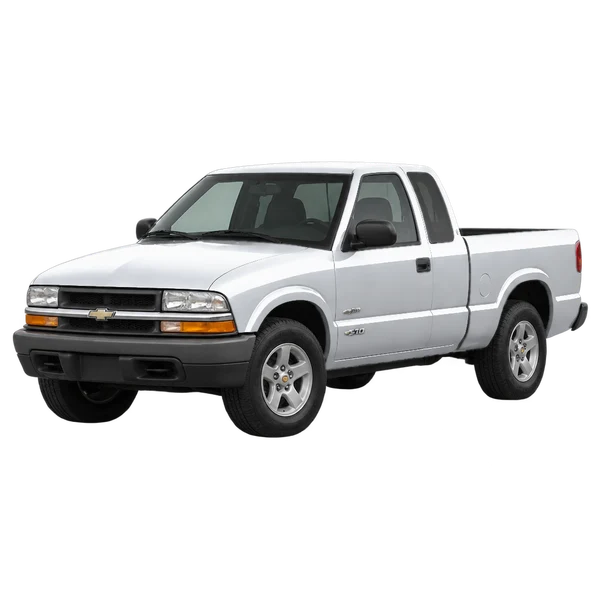 Chevrolet S10 2003 باللون فضي، منظر منظر أمامي بزاوية ثلاثة أرباع (متجه لليسار)
