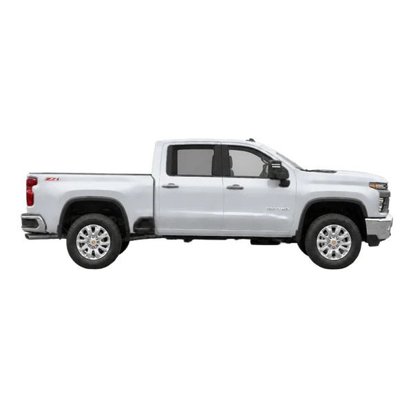 Chevrolet Silverado HD 2023 argent, vue profil (tourné vers la droite)