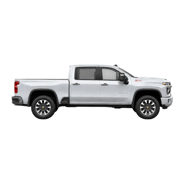 Chevrolet Silverado HD 2024 argent, vue profil (tourné vers la droite)
