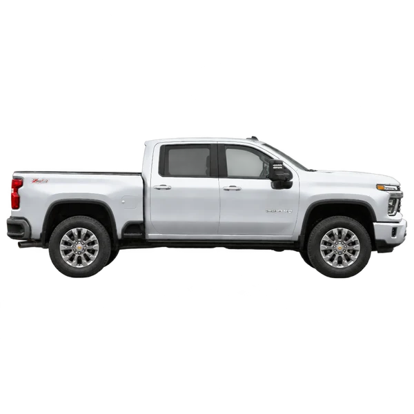 Chevrolet Silverado HD 2026 argent, vue profil (tourné vers la droite)