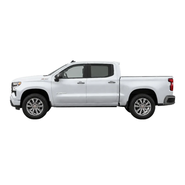 Chevrolet Silverado LTD 2025 prata, vista lateral (voltada para a esquerda)