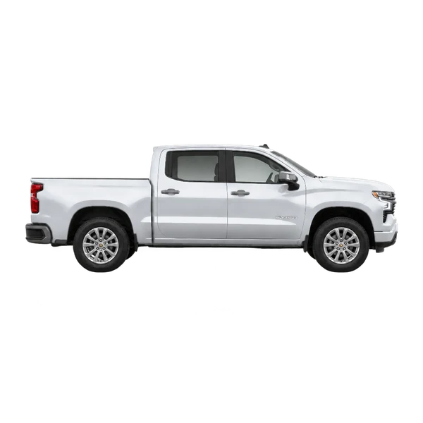 Chevrolet Silverado LTD 2025 prata, vista lateral (voltada para a direita)